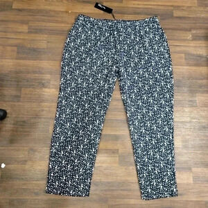 NWT Nue Options SAO Paulo Women Navy Blue White Casual Pants Elastic Waist 1X